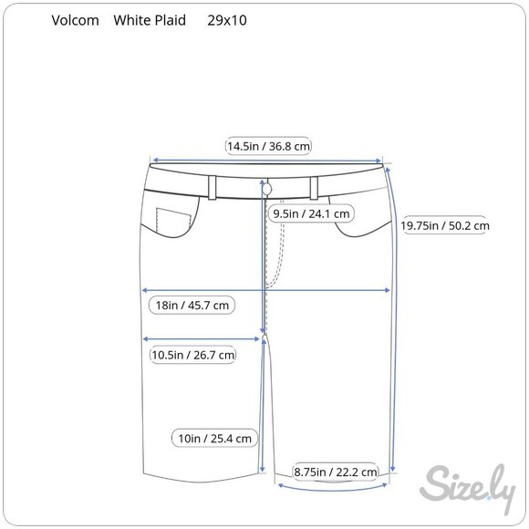 Volcom  Shorts Size 18 Youth 29x10  Plaid White Black Tan Cotton Blend - Picture 10 of 10